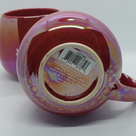 NEW Tim Horton's Mugs * Red Iridescent Set Of Two - Picture 4 of 5